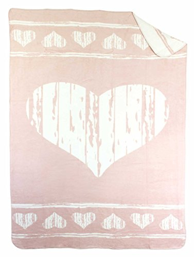 Moon Kuscheldecke Wolldecke Baumwolldecke Wohndecke mit Herz 150x200 (Altrosa)