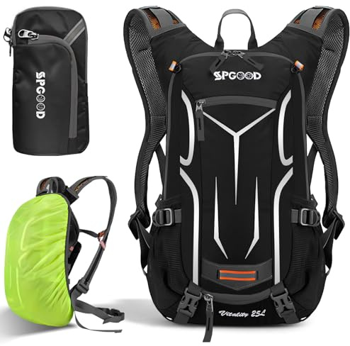 SPGOOD Sac À Dos Vélo 20/25/30L, Sac à dos VTT Homme＆Femme(Gris Noir 25L)