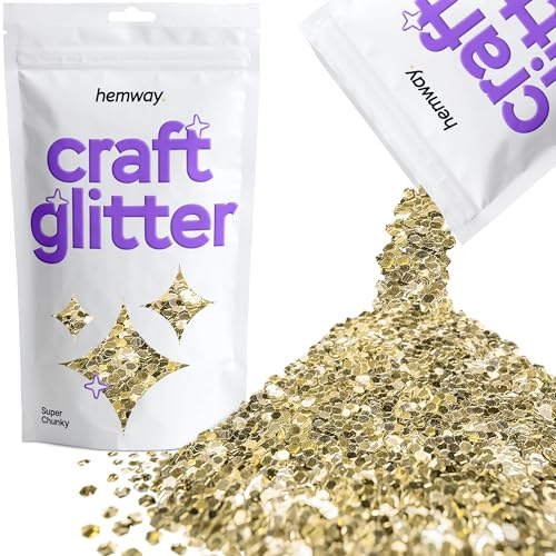 Hemway Craft Glitter Champagne Gold 100g Super Chunky Glitter | for Crafts, Resin, Cosmetic, Nail, Face, Body, Festival, Tumblers, Art, Candle, Crafting
