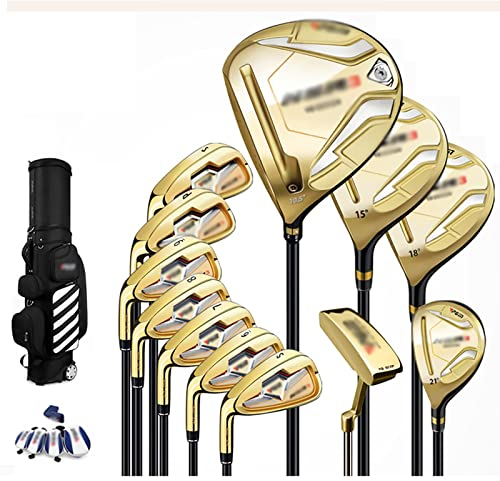 12-teiliges Golfset für Linkshänder, komplettes Golfschlägerpaket für Herren, professioneller Golfschläger aus Graphit-Kohlenstoffstahl mit Laufradtasche