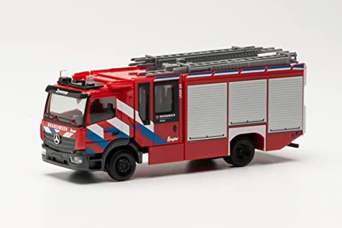 Herpa LKW Modell Mercedes Benz Atego `13 Ziegler Z-Cab „Brandweer“ Feuerwehr, originalgetreu im Maßstab 1:87, Modell LKW für Diorama, Modellbau Sammlerstück, Deko Miniaturmodelle aus Kunststoff