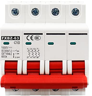 1000V DC Leitungsschutzschalter Hutschiene 10A C10 4P Überlastschutz Luftschalter Sicherungsautomat für Wohnbeleuchtung Verteilerleitungen Solar PV Anlage