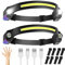 Stirnlampe LED Wiederaufladbar 2 Stück Headlamp 260 Grad IPX4 Wasserdichte Kopflampe 6 Modi Smart Motion Sensing 650 Lumen Superhell Stirnlampe für Kinder Erwachsene Angeln Joggen Camping Wandern