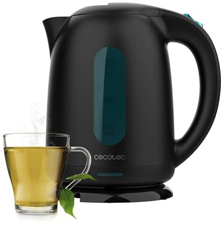 Cecotec Hervidor de agua Thermosense 180 Black. Hervidor Eléctrico de 1,7 litros de capacidad, libre de BPA, con 2200 W de potencia para un calentamiento rápido y eficiente.