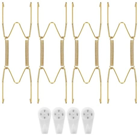 Plate Hangers for Walls - 4Pcs Plate Wall Hangers with Invisible Hook, Picture Hanging Wall Hooks for Decorative Plates and Art (8 Inch)
