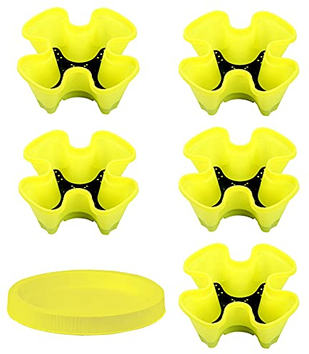 UsmAsk Blumentopf Blumentopf Mehrschichtiger stapelbarer Anzuchttopf Gemüsemelone Obst Erdbeere Pflanztopf Obstpflanztopf Zimmerpflanzen, Sukkulenten, Blumen (Farbe: Gelb)