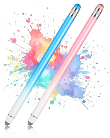 Giantree 2 st pekskärmspennor för pekskärmar, högkänslig precision stylus silikonspetsar universell stylus penna legering hållbar stylus för mobiltelefon surfplattor kompatibel med alla skärmar (rosa