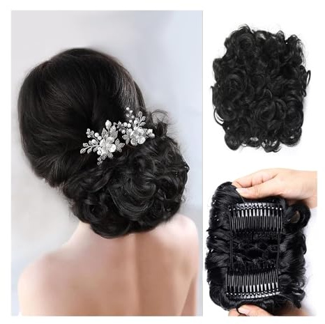 Horquilla Extensión de moño de pelo corto, desordenado y rizado, peines for el cabello fáciles de estirar, Clip en extensión de cola de caballo, bandeja for moño, cola de caballo Para sujetar y decora