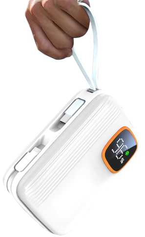Power Bank 20000mAh, 22.5W Fast Charging Portable Charger With Built in Type-C and iOS Output Cables, LED Display, USB C In/Out External Battery Pack for iPhone 16 15 14 iPad Android (White)