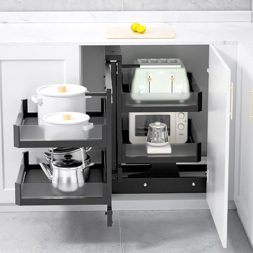 Kitchen Cupboard Blind Corner Cabinet Pull Out Heavy Duty Slide Out Cabinet Organizer for Storage, Home and Kitchen