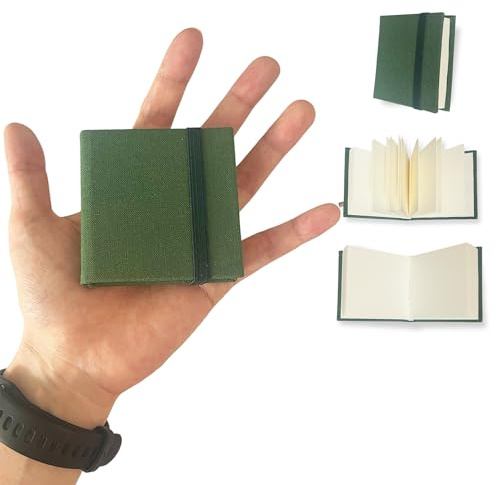 Waveaura Mini Travel Watercolour Sketchbook 6x6 cm Pocket Watercolor Book with Fabric Cover 300gsm 140lb, 20 Sheets (300gsm Sketchbook - Green 1 pc)