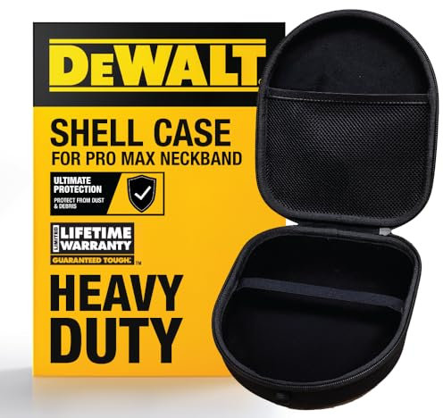 DEWALT Protective Headphone Case for Pro Max Neckband, Compact & Lightweight with EVA Earphone Hard Shell Case, Headset Travel Carry Shockproof, Water-Resistant, Soft Interior & Accessory Pocket