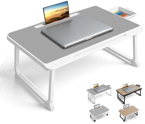 Mesa para Cama con Portátil - para Desayunar En La Cama, Estudiar, Trabajo De Oficina, Juegos, Escritura Y Lectura. Mesita para Sofá, Sillón, Soporte para Portátil (60x40 Grey)