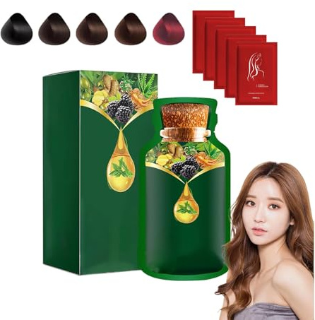 Gentle Plant-Based Quick-Use Hair Dye, Natural Plant Hair-Dye, Pure P-lant Extract for Various Hairs Color Bubble D-ye with 5pcs Hairs Mask, Color Conditioner Shampoo for Men & Women (Coffee)