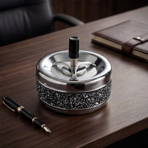 Posacenere da esterno con coperchio impermeabile –Posacenere portatile, giardino, terrazza, home office, bar, 3 scanalature, capienza elevata, coperchio girevole 360° a pressione
