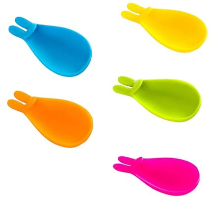 Holibanna Soportes para Bolsitas de Té con Forma de Conejo, 5 Pinzas de Silicona, Accesorios para Preparar Té en Hogar