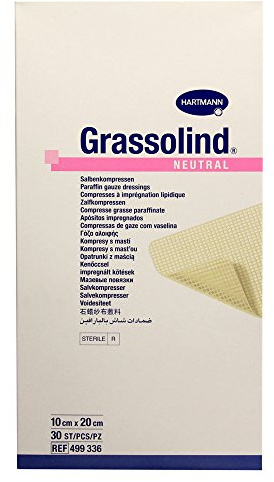 Hartmann 4993369 Grassolind Salbenkompresse, 20cm x 10cm, 30 Stück