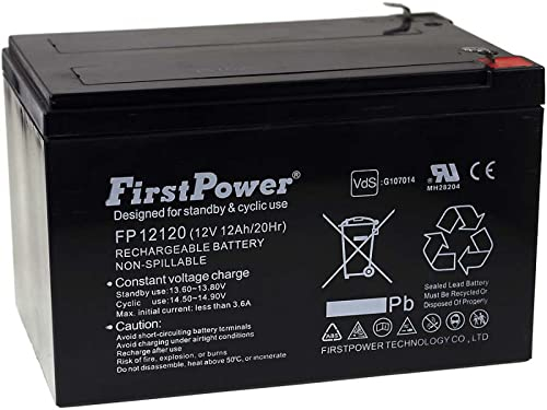 FirstPower Blei-Gel Akku für Rollstühle Elektro-Scooter Elektrofahrzeuge 12Ah 12V VDs, 12V, Lead-Acid
