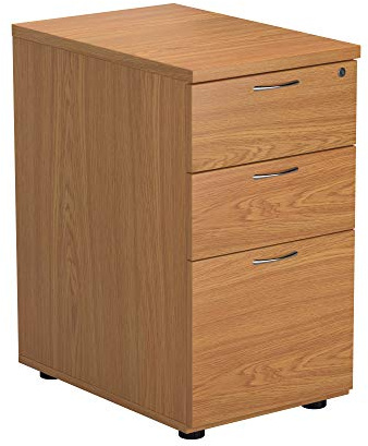 Office Hippo Heavy Duty Pedestal Filing Cabinet, File Cabinet, Office Cabinet, Lockable Filing Cabinet Office Storage, A4/Foolscap - Oak, 3 Drawer
