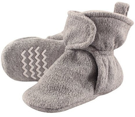 Hudson Baby Unisex Cozy Fleece Booties, Heather Gray, 0-6 Months