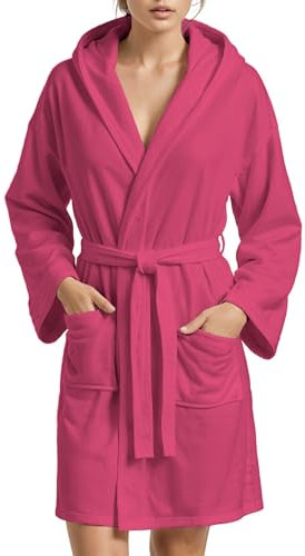 PETTI Artigiani Italiani Unisex, Hooded Microfiber Bathrobe, 100% Made in Italy, Microfibre, Fuchsia, S