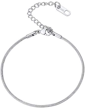 PROSTEEL Chaîne Bracelet Femme Acier Inoxydable 21cm Gourmette Fine à Maillons Serpent 1.5mm