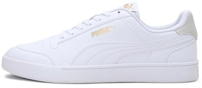 PUMA Unisex Shuffle Trainers, Puma White-Puma White-Puma Team Gold, 8.5 UK