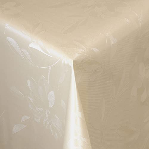 Wachstischdecke Wachstuch Tischdecke Gartentischdecke abwaschbar eckig 200x140 cm Relief Blumen Beige
