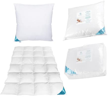 Sandaro Home Down duvet 135 x 200 (1100 grams) with pillow 80 x 80 down, 3 chambers (1600 grams) filled with high-quality down for extra softness and comfort all year round