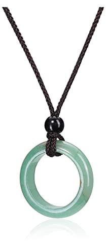 Jovivi Healing Crystal Pendant Necklace Women Natural Green Aventurine Crystals Gemstones Quartz Round Stone Cord Necklace Adjustable Jewellery Gifts Men