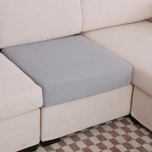 DALINA Textil - Funda para cojin de Sofa, Protector de cojin de Asiento Ajustable con Elastica, Tela de Poliester (Gris Claro, 50x50x20)