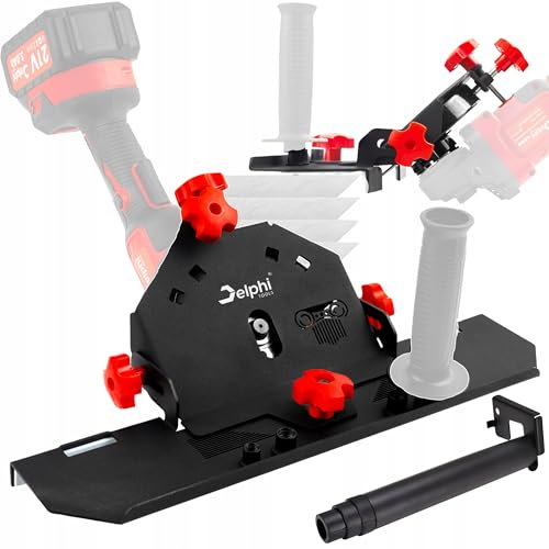 DELPHI 45° Fliesenschneider für Winkelschleifer 115-125mm, Winkelschleifer-Aufsatz zum Schneiden von Fliesen, Fasenschneiden Universelle Passform für Schleifer, Edelstahl mit Staubabsaugrohr