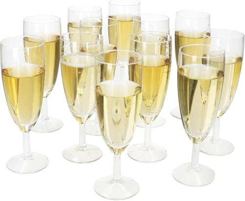 Behiruch Sektgläser Plastik 50 Stück, Kunststoff Sektgläser 160ml, Mehrweg Champagnergläser für Hochzeit, Party & Picknick - Transparent & Langlebig