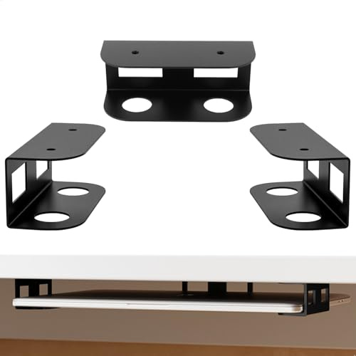 jinminamz Supporto Per Laptop Sotto La Scrivania Supporti Multifunzionali Sotto La Scrivania Supporto Sotto La Scrivania Per Laptop, Tastiera, Ecc. - Set Di 3 Con Cuscinetti Antiscivolo, Nero