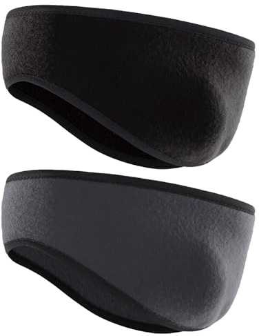 Qiblaou Fascia Capelli Invernale 2 Pezzi Headband Sport Antivento Circonferenza della testa 52 cm e Caldi Fascia Paraorecchie Fascia, Adatti per Corsa,Escursionismo, Ciclismo