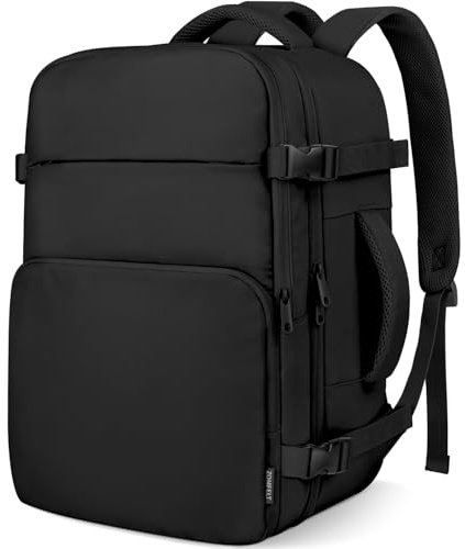 ZOMFELT for New Ryanair 40x30x20 Cabin Bag, 24L Travel Backpack Cabin Size Hand Luggage Bag, Water Resistant Wizzair Underseat Carry on Backpack, Flight Rucksack for Ryan Air, Easyjet, Black