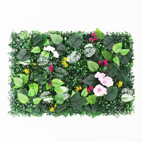 Oniissy Panel de pared de seto de privacidad con follaje de plástico con protección UV para decoración de jardín interior y exterior, 40 x 60 cm, pantalla verde para plantas artificiales (A)
