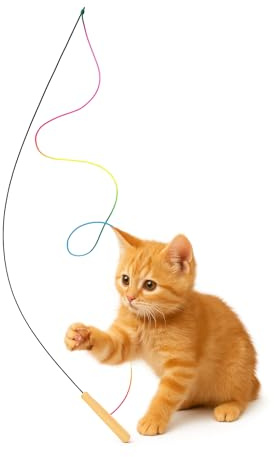 Big Belly Pets Cat Wand Toy for Indoor Cats, 105” Extra Long Magical Cat Teaser Wand, Interactive Cat Toy with Durable Nylon String, Elastic Wand for Exercise & Enrichment, Kittens to Senior Cats