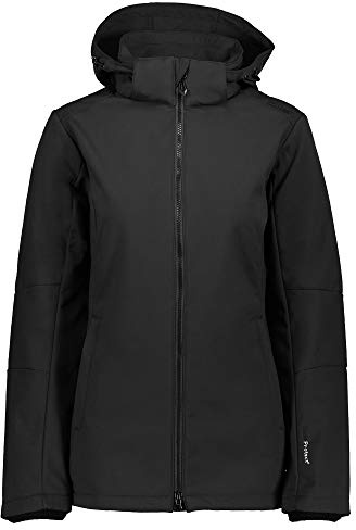 CMP Giacca in Softshell da Donna con Cappuccio Removibile, Nero, S