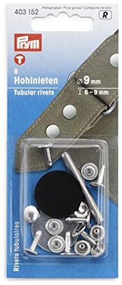 Prym - Prym Stainless Silver Brass (6-9mm) Tubular Hollow Rivets - 8 Pieces