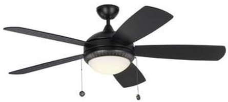 Monte Carlo 5DIO52BKD Discus Ornate 52 Ceiling Fan with LED Light and Pull Chain, 5 Blades, Matte Black