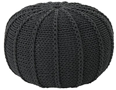 Christopher Knight Home Agatha Strick-Pouf, Baumwolle, Dunkelgrau, Größe S