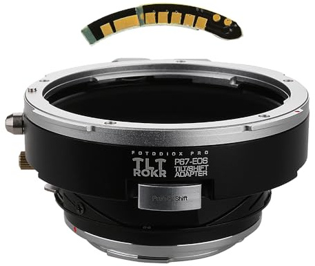 Fotodiox Pro TLT ROKR Tilt/Shift Lens Mount Adapter Compatible with Pentax 6x7 Lenses on Canon EOS EF and EF-S Cameras - with Gen10 Focus Confirmation Chip, Black