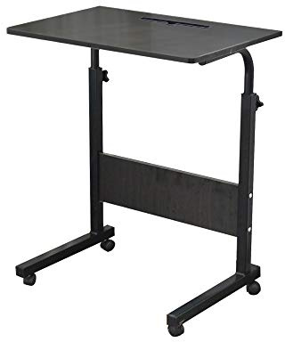 sogesfurniture höhenverstellbar Laptoptisch Computertisch mit Tablet Steckplatz, 60 * 40cm PC Tisch Sofatisch Pflegetisch Beistelltisch mit Rollen, Schwarz 05#3-60BK-BH