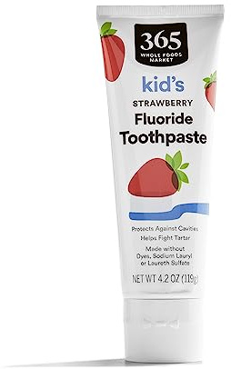 365 by Whole Foods Market, Kid's Strawberry Fluoride Toothpaste, 4.2 Ounce