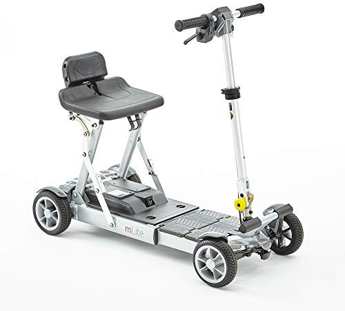 New Model Motion Healthcare mLite Folding Electric Mobility Scooter with Removeable Battery– Total Weight17.8 Kg - Operated – Extendable Floor Pan –On and Off Board Charging – Grey