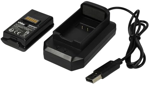 vhbw Akku kompatibel mit Microsoft Xbox 360 Controller (4800mAh, 2,4V, NiMH) inkl. Ladegerät, Schwarz