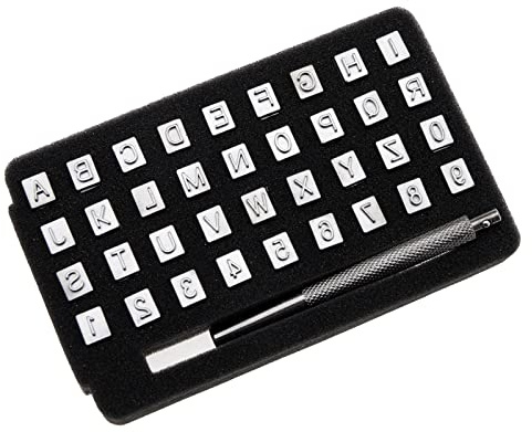 Create idea 37PCS 6 mm Alfabeto de letras (A-Z) y n¨²meros (0-9) Herramienta de punzonado de estampado Herramientas de fabricaci¨®n de monturas