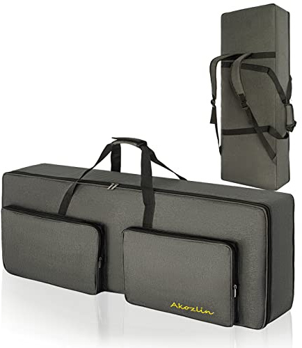 AKOZLIN Bolsa de transporte para teclado portátil y duradero para piano eléctrico - Bolsa de transporte universal impermeable Oxford gruesa con relleno de perlas de 10 mm, 76 teclas – Longitud: 118,1