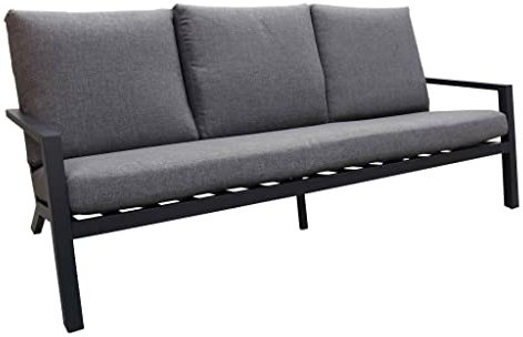 4 jahreszeiten gartenmobel 3-Sitzer Loungesofa | Bezano | Matt Schwarz/Grau | Aluminium